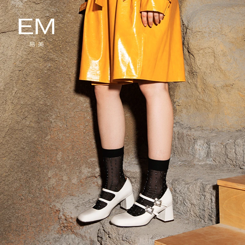 【左岸潇分享】EM易美2024春季新款玛丽珍高跟鞋粗跟单鞋E24AA188
