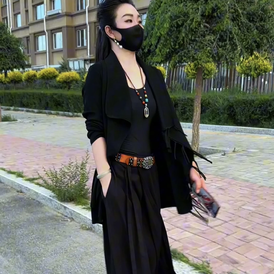 雅丹中长款冰麻开衫