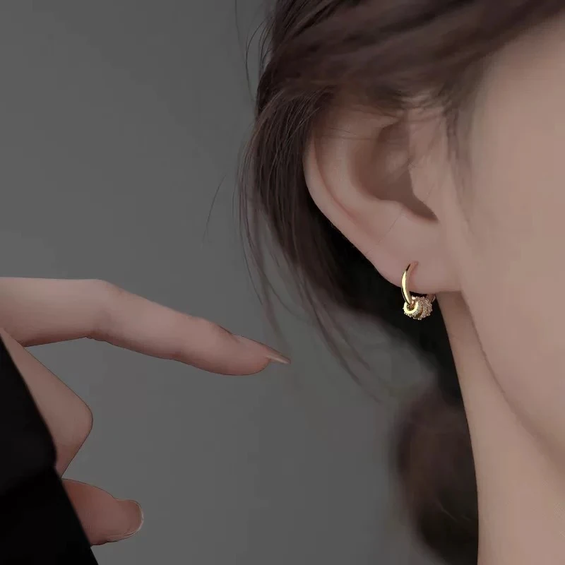 合金锆石耳饰 【时来运转】精致小巧耳环高级感耳圈简约冷淡风耳扣