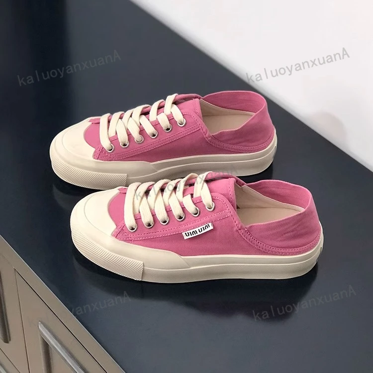 两穿法系带薄款平底帆布鞋女2024年夏季新款软面防滑底休闲鞋板鞋