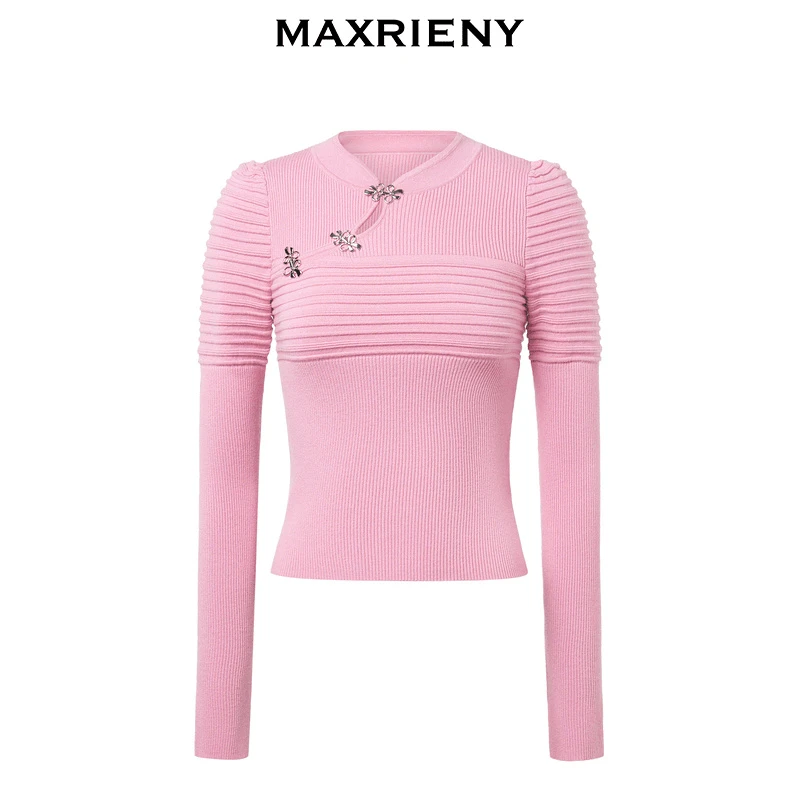 MAXRIENY秋新款针织衫显瘦长袖高腰百搭圆领秋冬套头MS88SW512E00