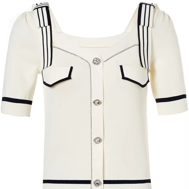 MAXRIENY复古甜美收腰泡泡袖针织衫小香风显瘦白气质MC88SW308A20