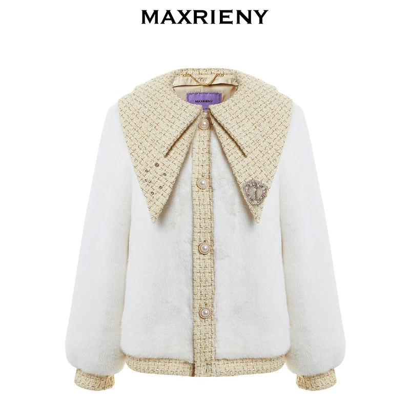 MAXRIENY复古氛围感尖领廓形毛呢外套女秋冬新款高级MS88JA517A20