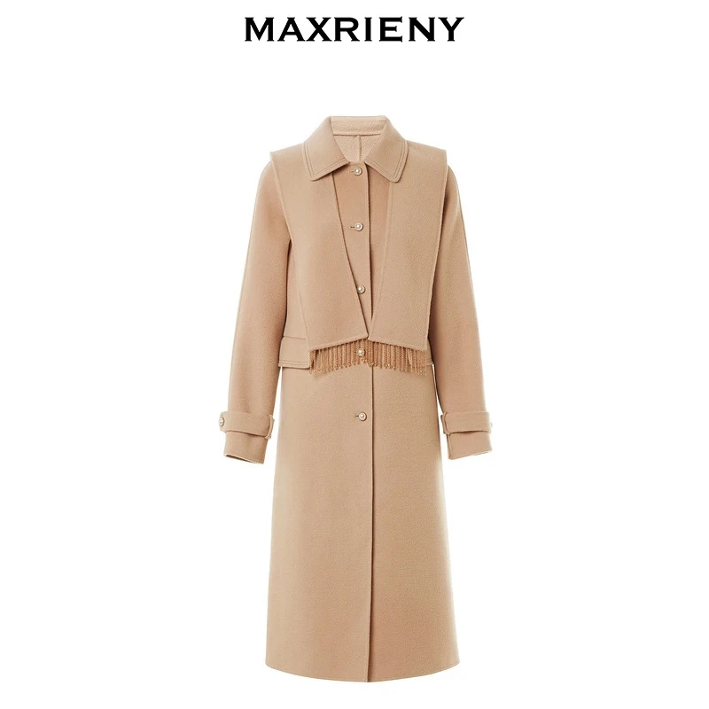 MAXRIENY冬毛呢外套雅丹风手工大衣显瘦气质轻奢时尚MS88CT529Y70