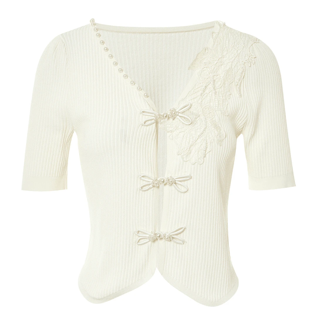 MAXRIENY | 新中式盘扣套头针织衫蕾丝小香风碎花MC88JA263A20