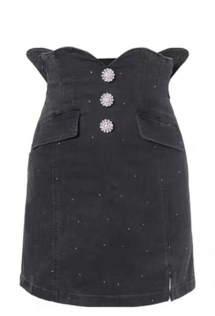 MAXRIENY蝴蝶仙紫水洗牛仔显瘦半身裙牛仔包臀裙高腰MC88SK316A80