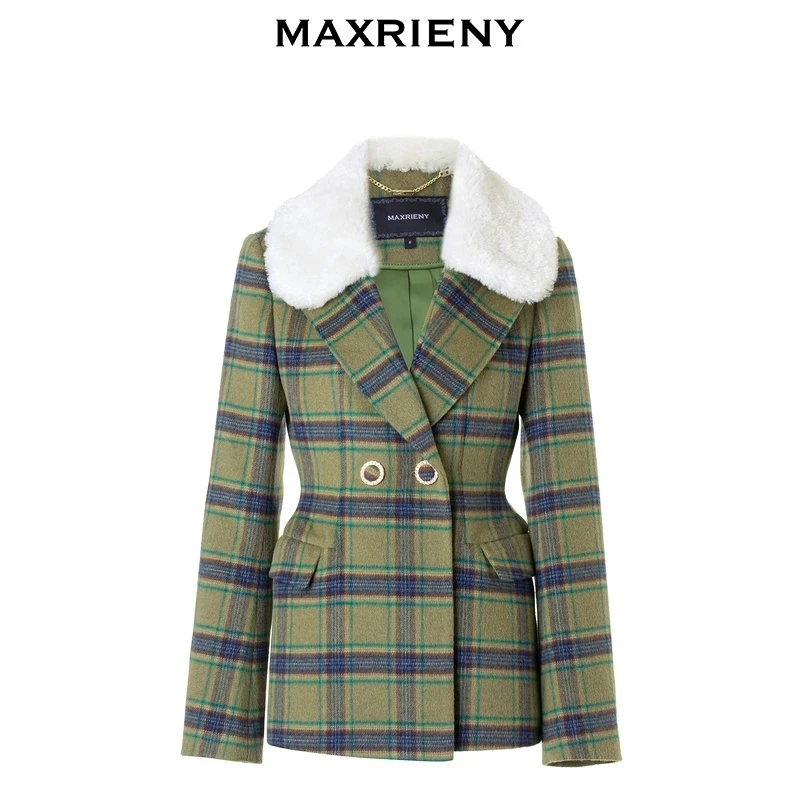 MAXRIENY宫廷复古风收腰格纹外套冬季新款显瘦气质MC88JA836Z50
