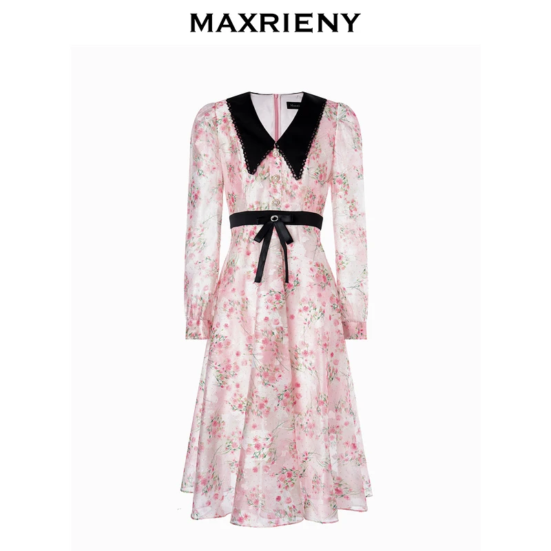 MAXRIENY新款连衣裙春季爆款裙子系带蝴蝶结MC88DR092F10