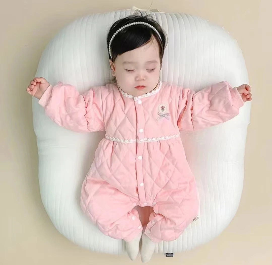 【划算】春季薄棉双层网红碎花纯棉宝宝保暖满月连体衣爬服外出服