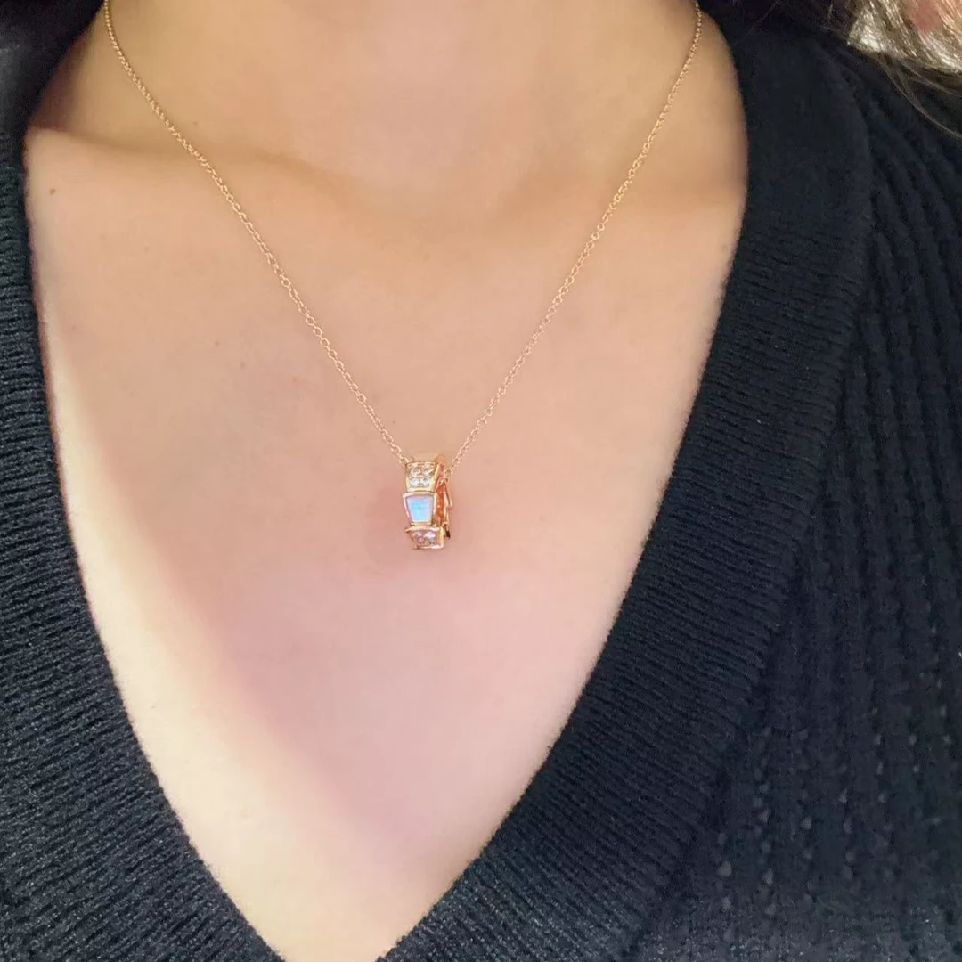 合金项链 合金奢华竹节蛇项链轻奢时尚气质精致镶嵌