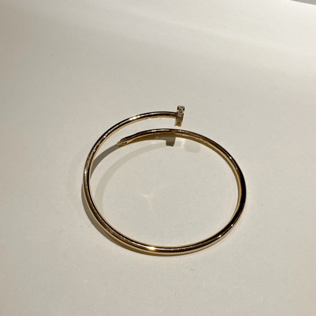 合金合成锆石手镯 合金细版钉子手镯气质百搭个性