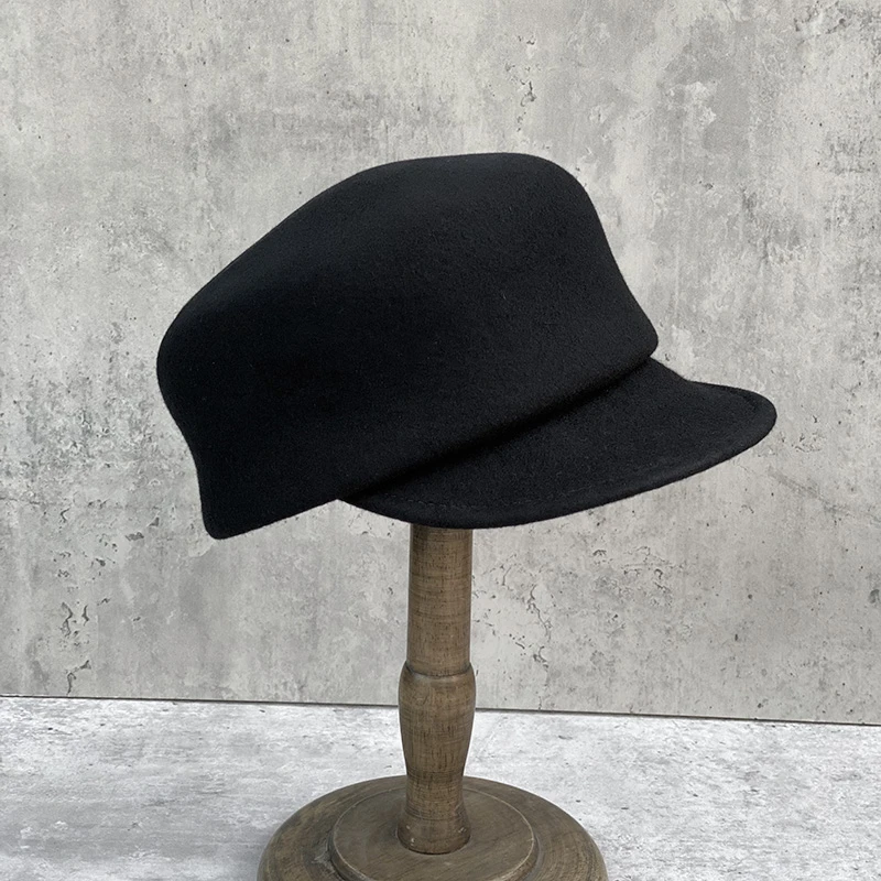 简约优雅礼帽女秋冬水钻英伦复古百搭鸭舌贝雷帽保暖羊毛呢马术帽