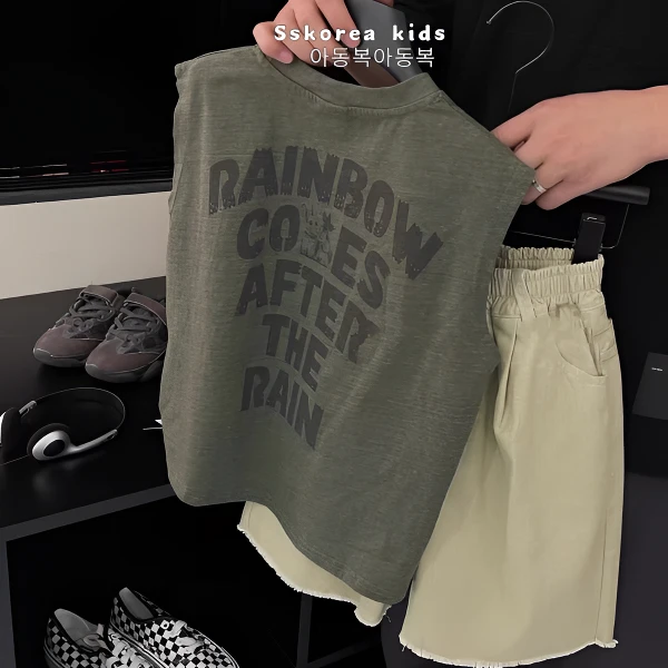 DEYAO/得遥韩版童装男童背心洋气时髦2025儿童夏装无袖上衣百搭潮