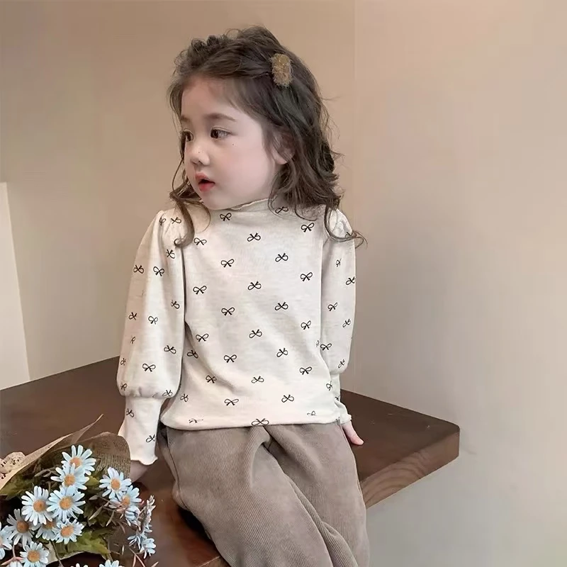 女童宝宝长袖新款绵羊绒百搭秋冬装T恤女孩保暖儿童打底衫秋冬潮