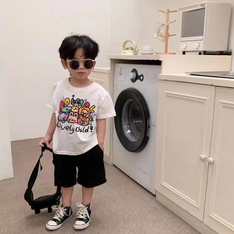 可爱萌炸！男宝女宝都爱的！夏季新款儿童动物园卡通t恤短袖上衣