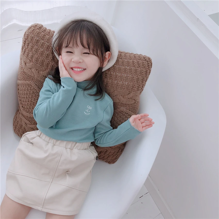 秋冬季新款女童高领百搭打底衫中小童休闲长袖T恤上衣儿童洋气