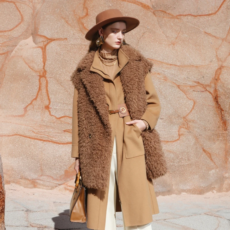 【千颂妮专享】恩曼琳秋冬新款仿羊羔毛时尚女士宽松马甲羽绒服EAND