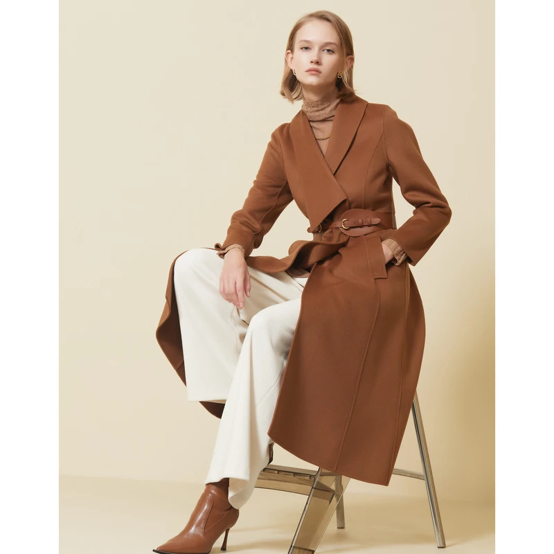 ANMANI恩曼琳秋冬新款气质翻领绵羊毛山羊绒双面呢大衣EANDDW03