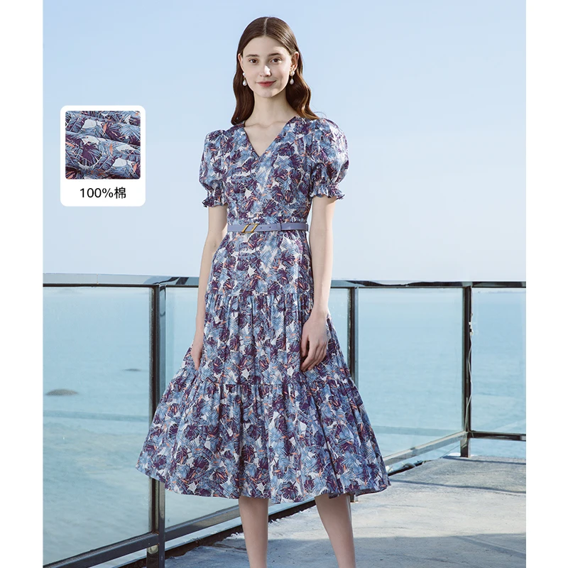 ANMANI恩曼琳夏季新款法式优雅印花茶歇裙碎花连衣裙EANDBA95