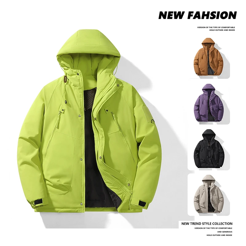 2024秋冬季新款加厚连帽户外棉衣男港风宽松潮流情侣保暖棉服外套