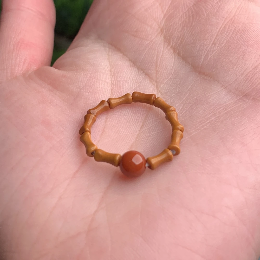 「鸿运当头」橄榄核戒指+南红