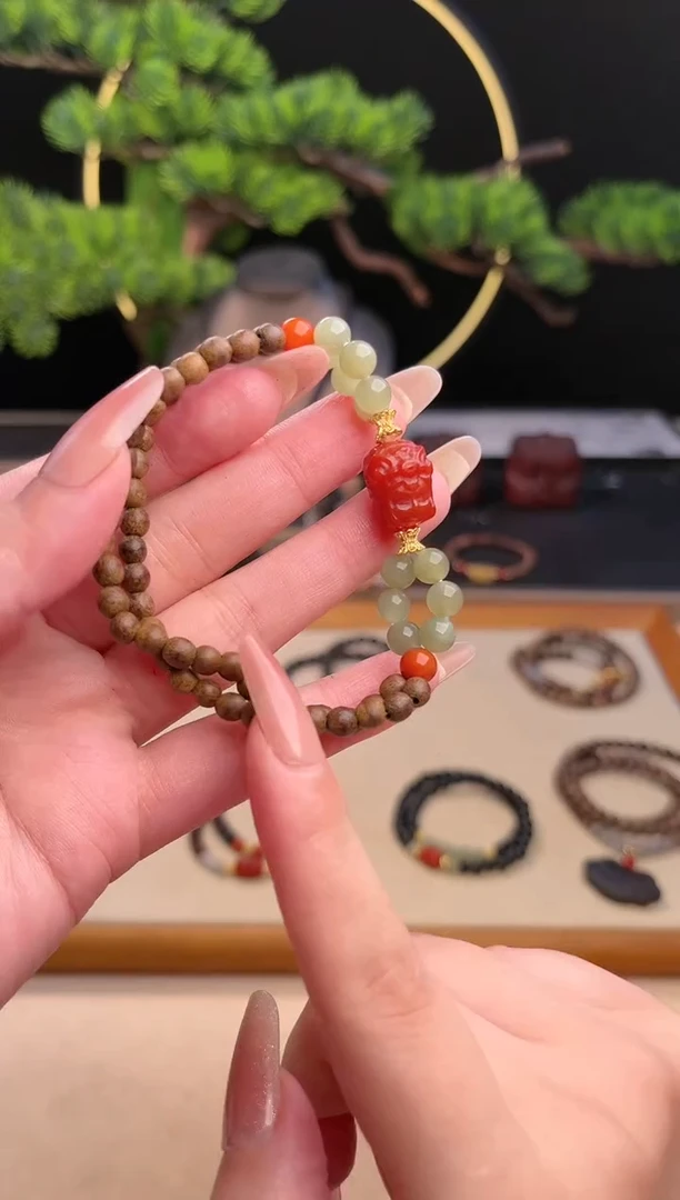 【闪购商品】阴沉木手串未镶嵌(两圈文莱软丝0.4+扎基玛瑙)