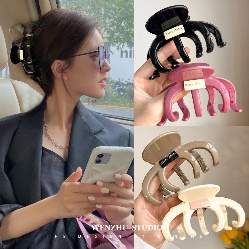(新疆包邮)发量多入!大号盘发抓夹复古亚克力发夹女后脑勺高级感