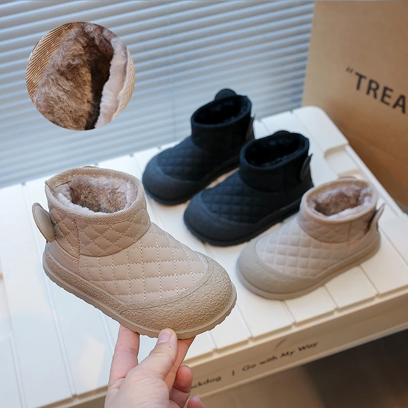 23冬季新款韩版中小童鞋儿童雪地靴男童女童美拉德保暖棉鞋U68