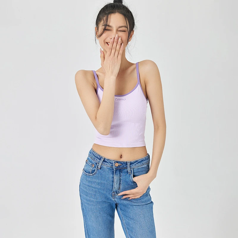 Leorrey/乐拉《运费补贴》大U型固定胸垫吊带瑜伽运动背心KF3838