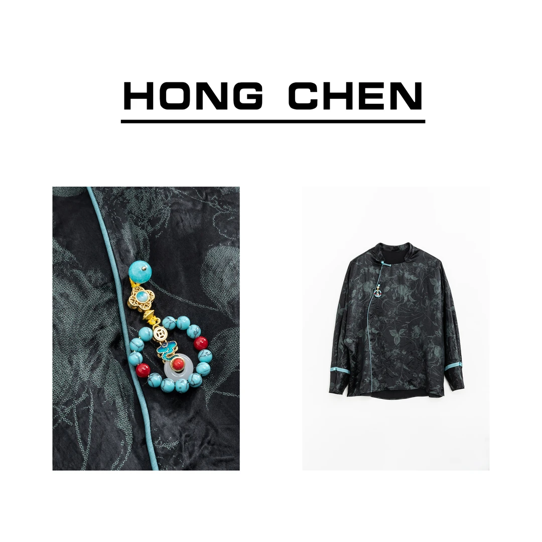 【虹辰】高端气质醋酸提花上衣高级感时尚复古新中式休闲国风-HC855