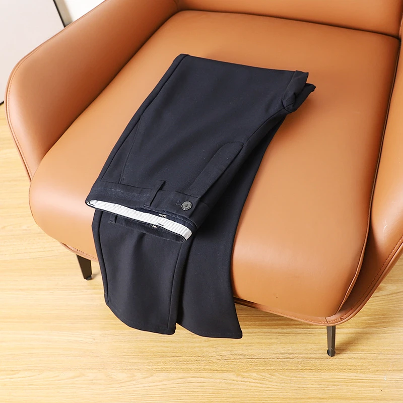 厚款垂顺男装休闲裤子简约百搭男士亲肤直筒裤舒适四面弹中腰裤