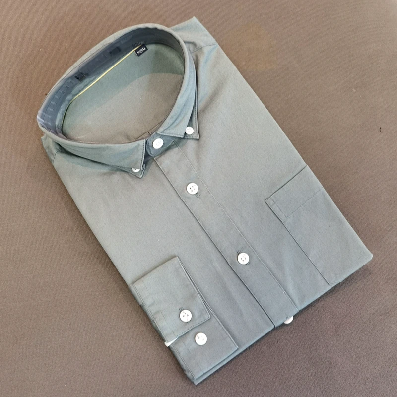 衬衣男装全棉舒适长袖衬衫透气翻领外套休闲亲肤100棉牛津纺秋款