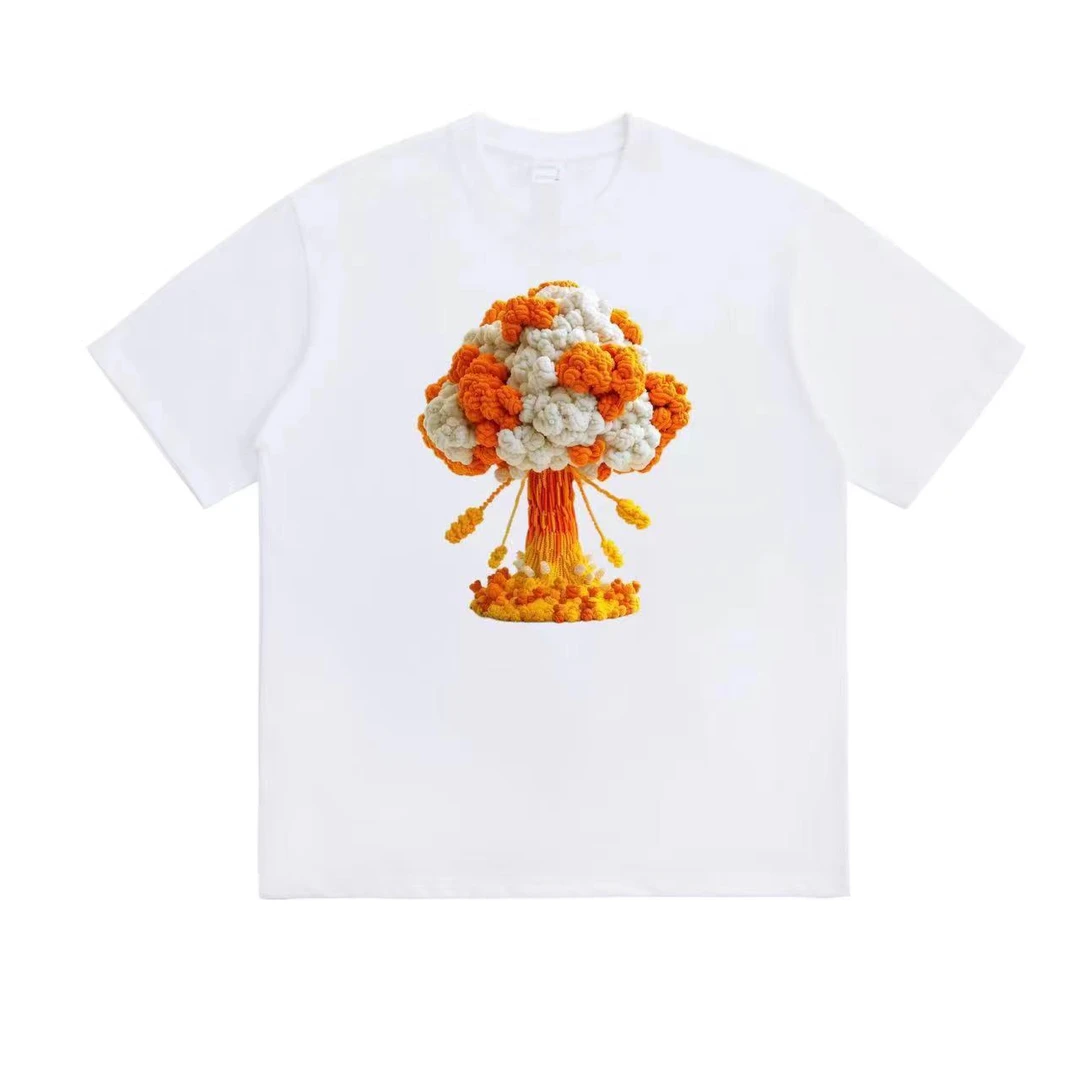 HGFJ【蘑菇云】回归凡间280克重磅纯棉t恤男女情侣短袖夏季