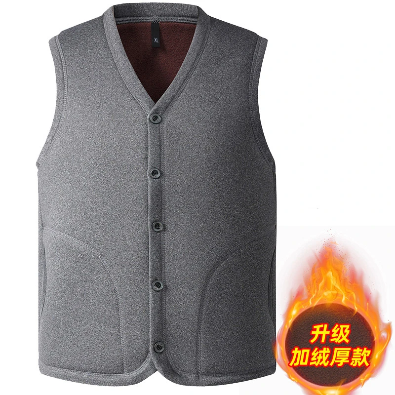 冬季马甲男外套中老年人加绒加厚坎肩爸爸装开衫德绒保暖爷爷背心