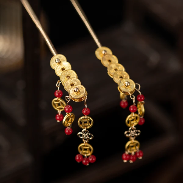 国风铜钱簪子八方来财发簪古风日常旗袍马面裙汉服挽发簪头饰女