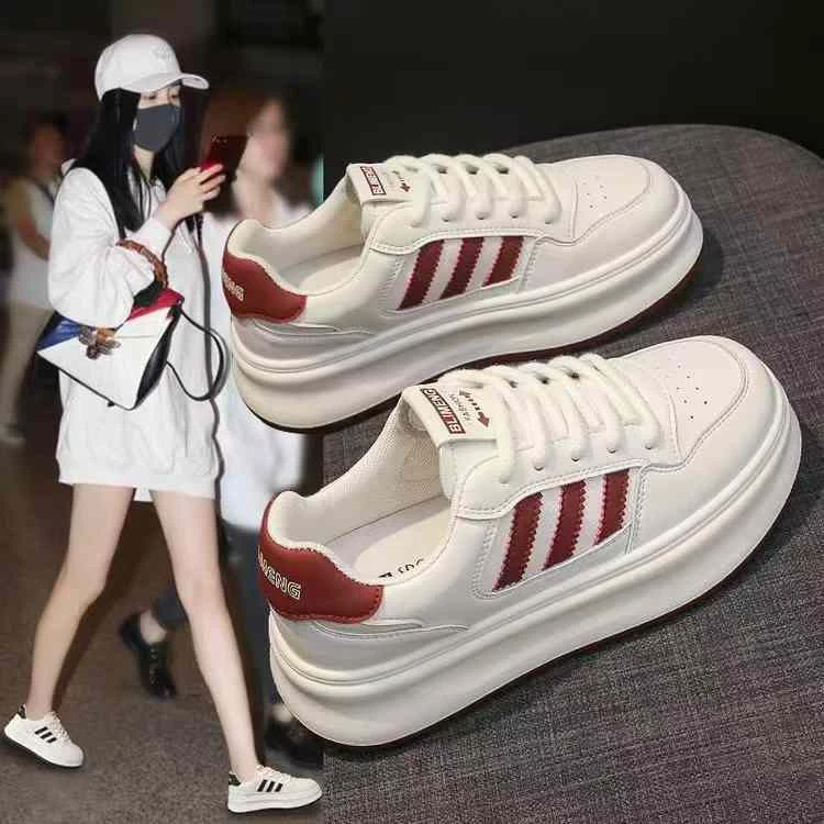 小白鞋女2024秋季新款松糕厚底板鞋百搭运动休闲女鞋