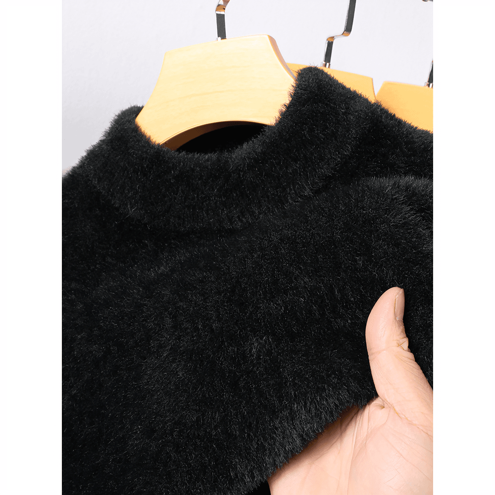 virri ciaga 加绒冬季水貂绒毛衣男士加厚半高领保暖百搭一体绒时尚休闲打底衫