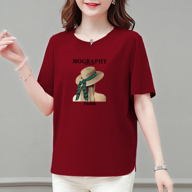 纯棉短袖t恤女夏季新款韩版宽松显瘦时尚百搭休闲圆领上衣体恤衫