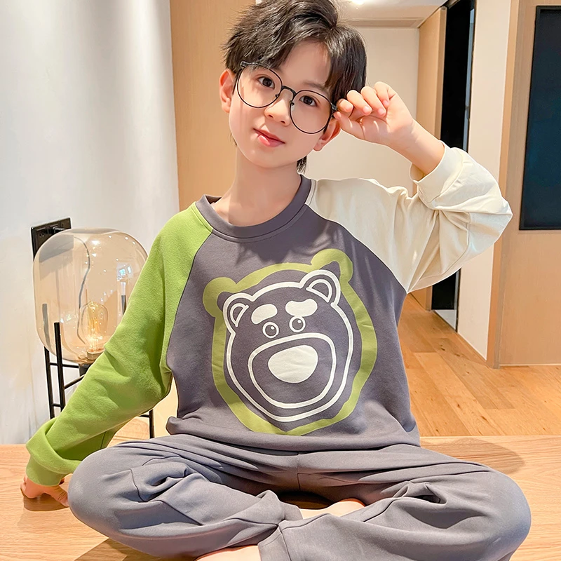 YUZHAOLIN/俞兆林男童睡衣儿童家居服长袖春秋季纯棉男孩卡通童装