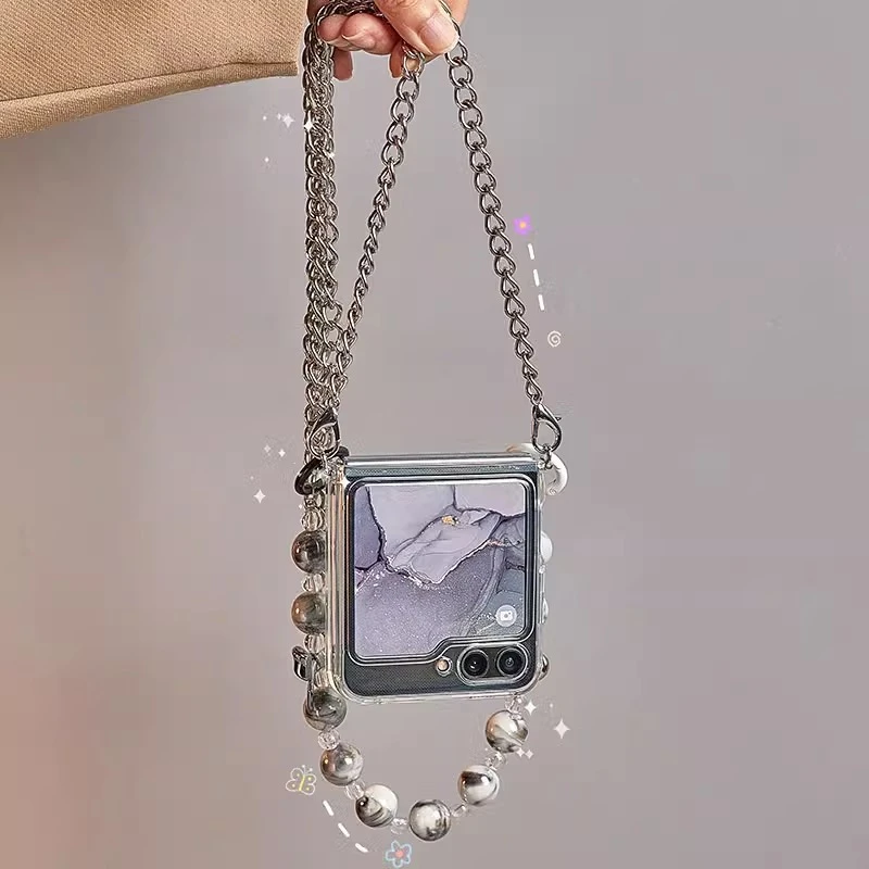 适用三星zflip6手机壳新款个性创意斜挎手提折叠屏透明保护壳防摔