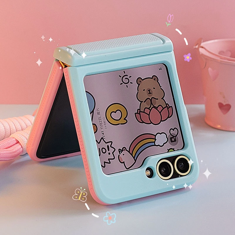 适用三星ZFlip6手机壳新款个性创意拼色边框全包折叠屏防摔保护壳