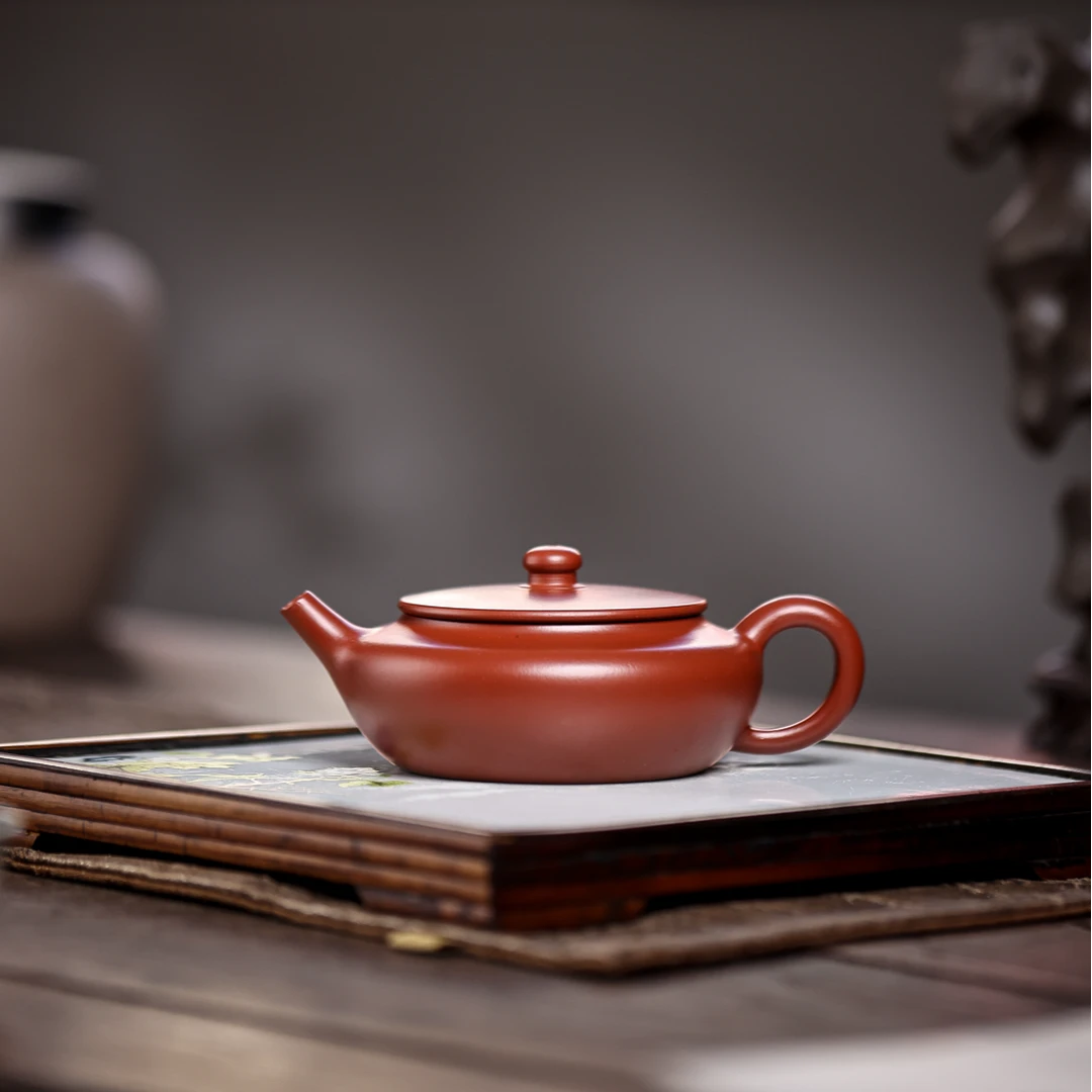 正宗宜兴紫砂壶高档紫砂壶送礼礼品朱泥大红袍扁辰壶工夫茶壶150C