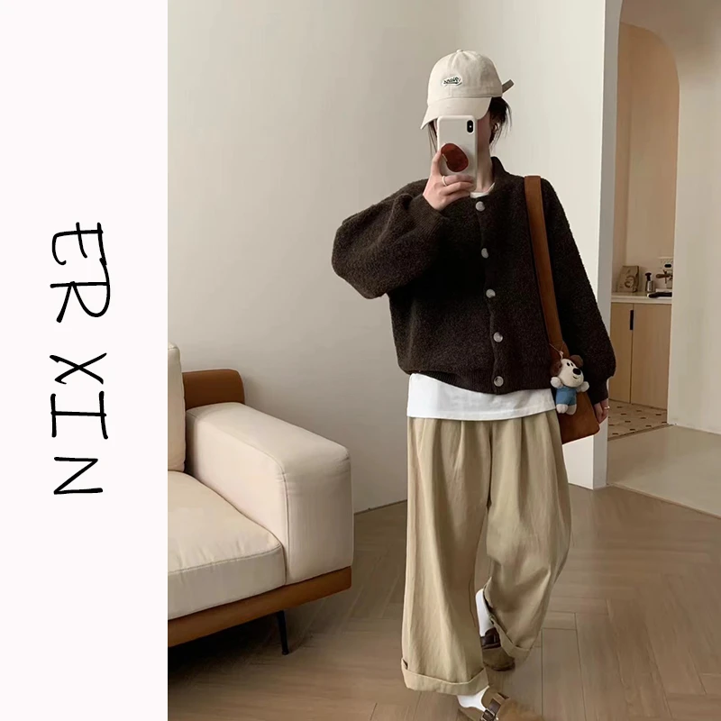 ER.XIN-’秋意’  2024新款 设计师款棒球服版 毛衣开衫 拉链