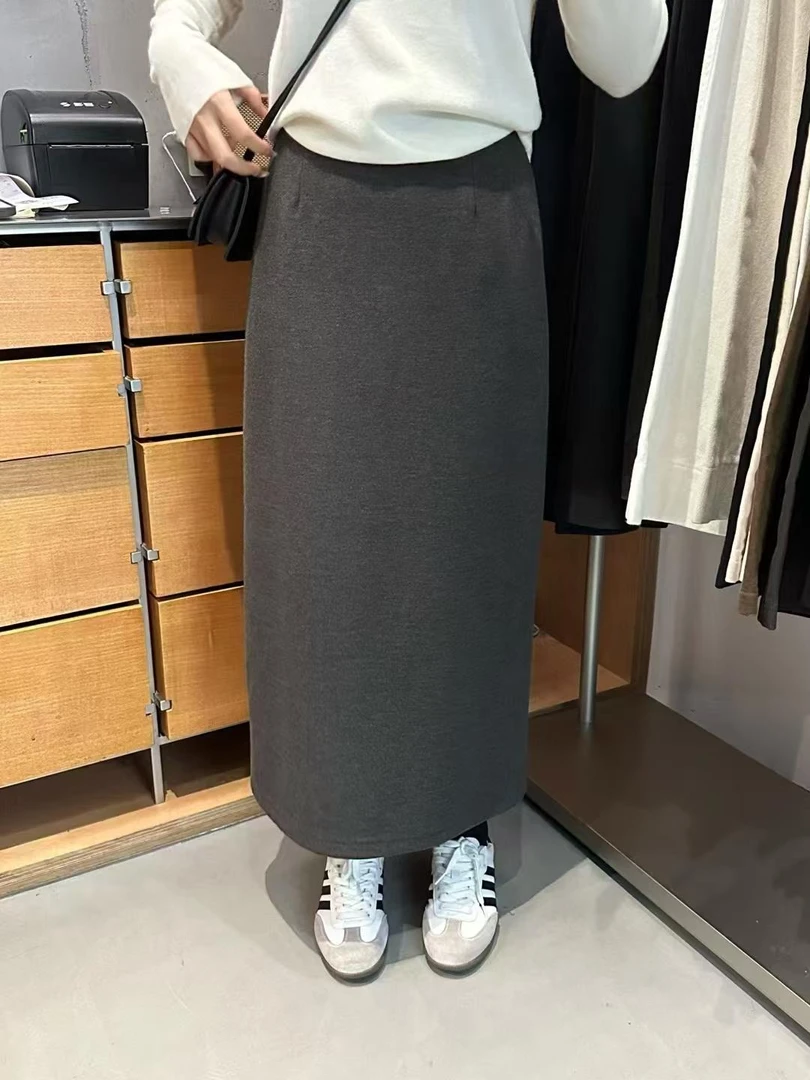 【羽奢】秋冬气质时尚开叉中长半身裙
