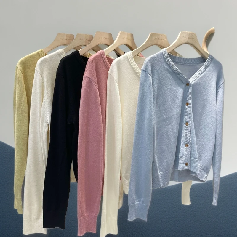 简韩气质百搭V领开衫针织外套