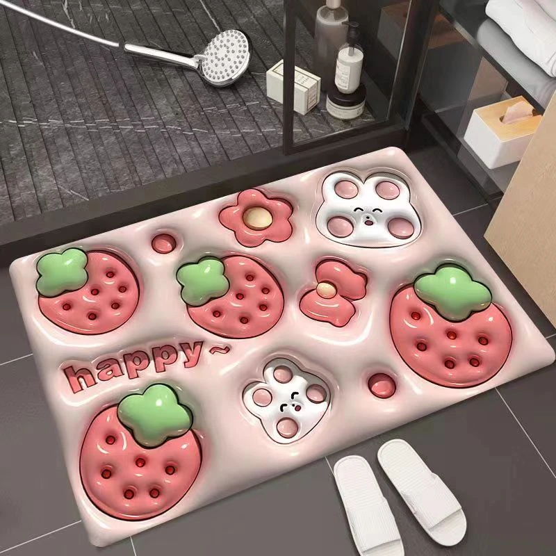 3D立体硅藻泥地垫入户浴室卫生间吸水门垫速干吸水软垫子地垫
