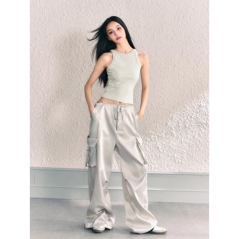 AGAM STUDIO【官方专享】春夏复古缎感降落伞宽松阔腿裤小众