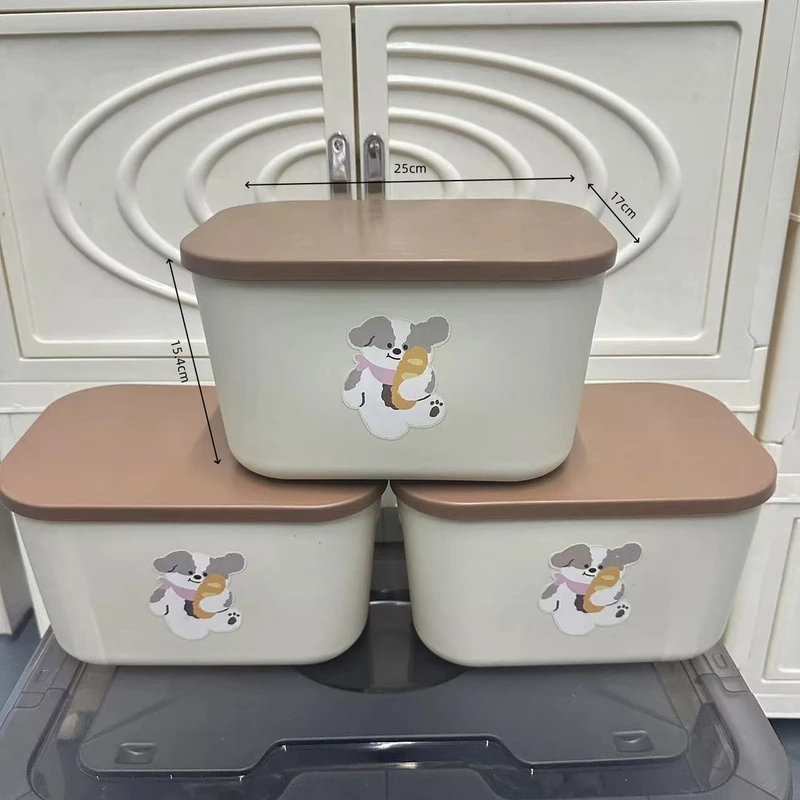 考拉熊奶油色【三个带盖收纳箱】多功能遥控器袜子化妆品收纳箱QQ