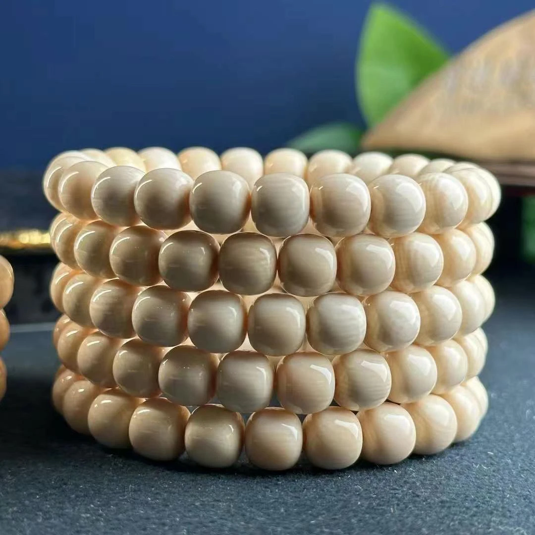 天然原色保真猛犸牙老型卡9*8手串，多样性发一