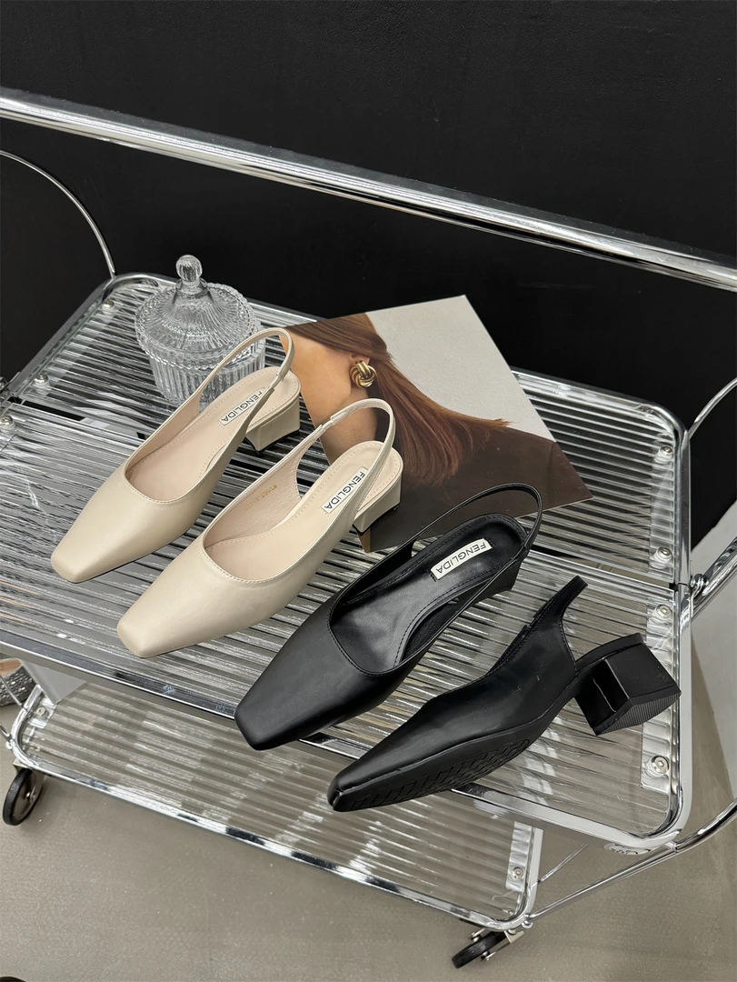 优雅缎面气质百搭方头凉鞋女粗跟2025年春夏季新款法式通勤高跟鞋